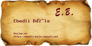Ebedli Béla névjegykártya